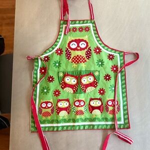 Girls Christmas apron with owls (5-10 yrs)